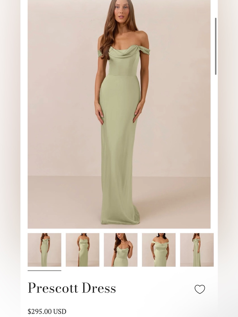 Prescott Off-Shoulder Sage Green Evening Dress